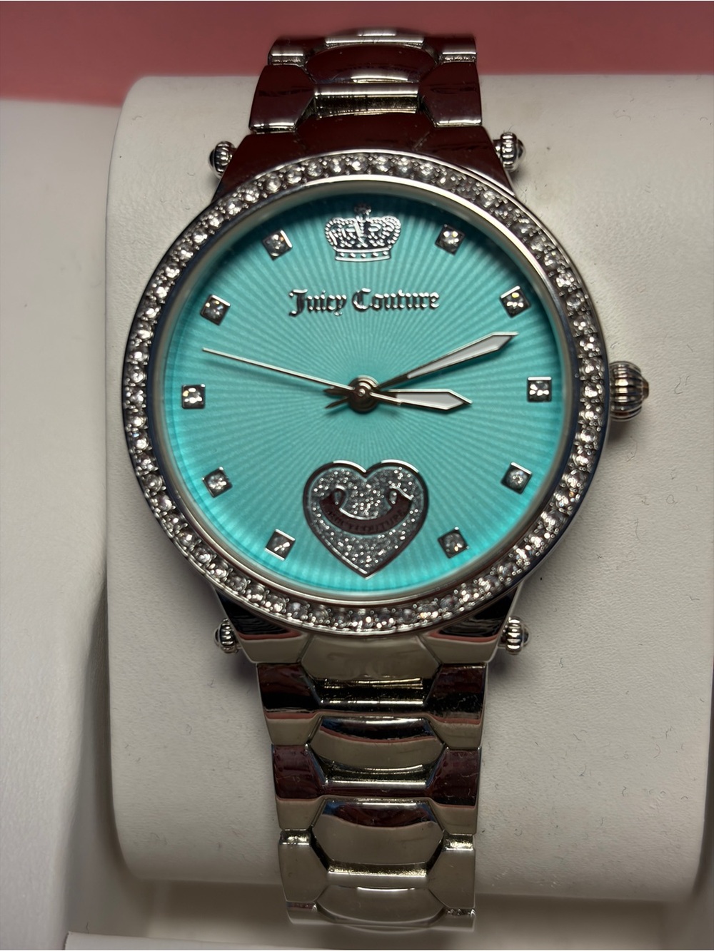 Juicy Couture turquoise crystal heart watch